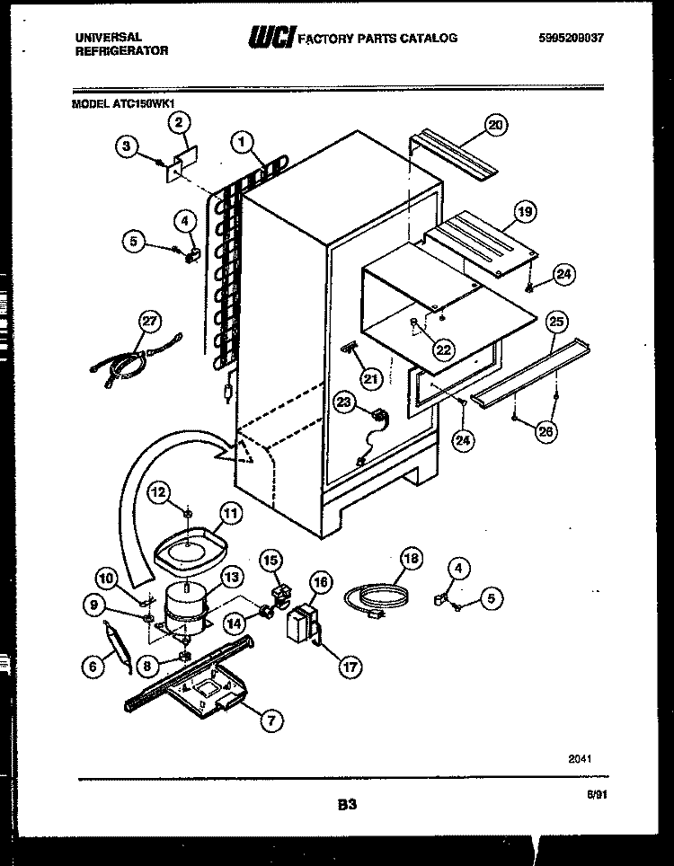 SYSTEM AND AUTOMATIC DEFROST PARTS Diagram and Parts List for ATC105WKB1  Tappan Refrigerator