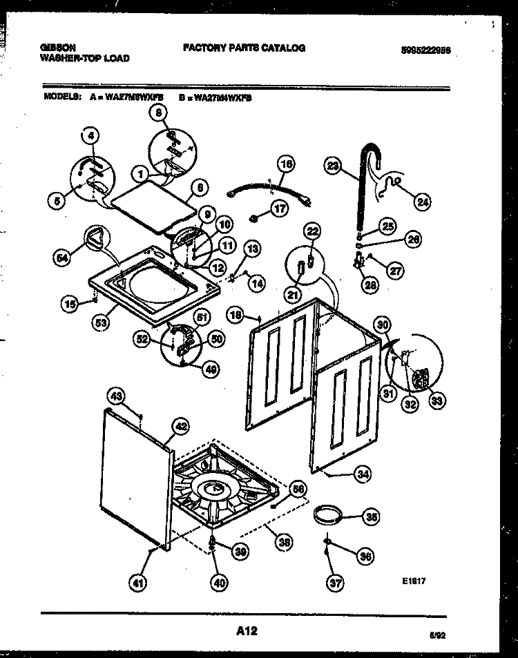 CABINET PARTS Diagram and Parts List for WA27M4WXFB  Gibson Washer