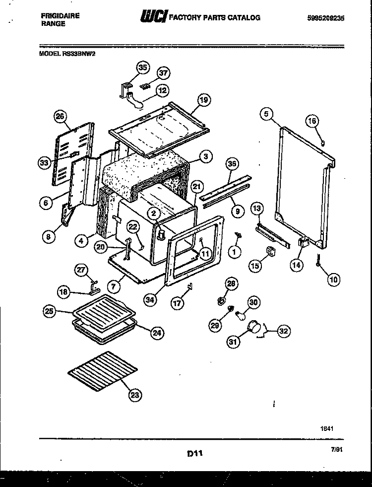 BODY PARTS Diagram and Parts List for RS33BNL2  Frigidaire Range