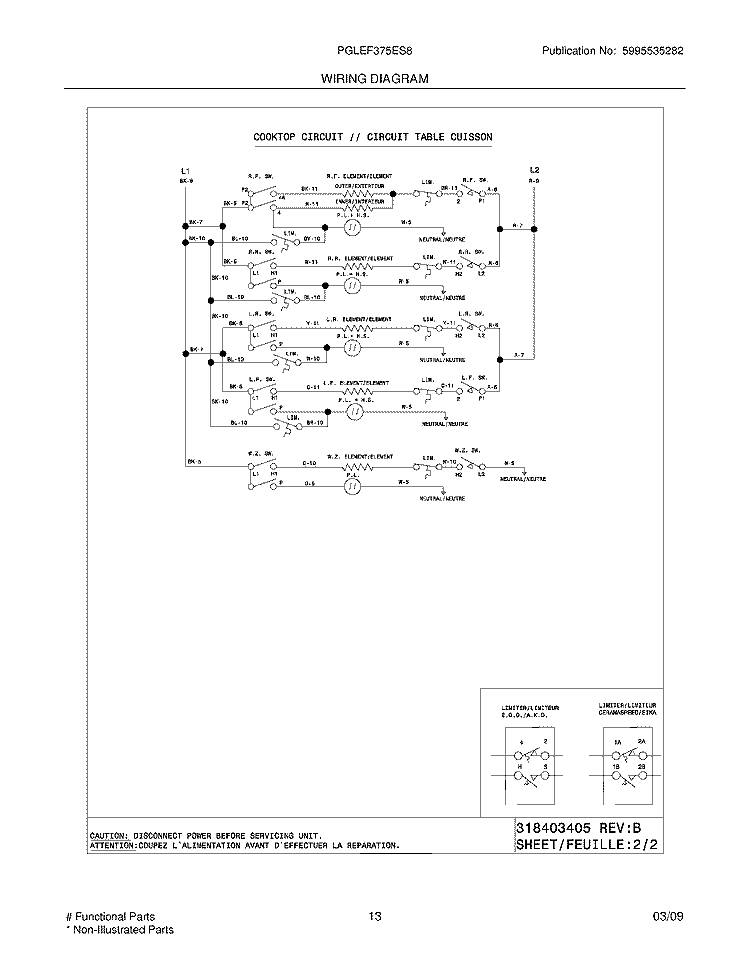 WIRING DIAGRAM Diagram and Parts List for PGLEF375ES8  Frigidaire Wall Oven