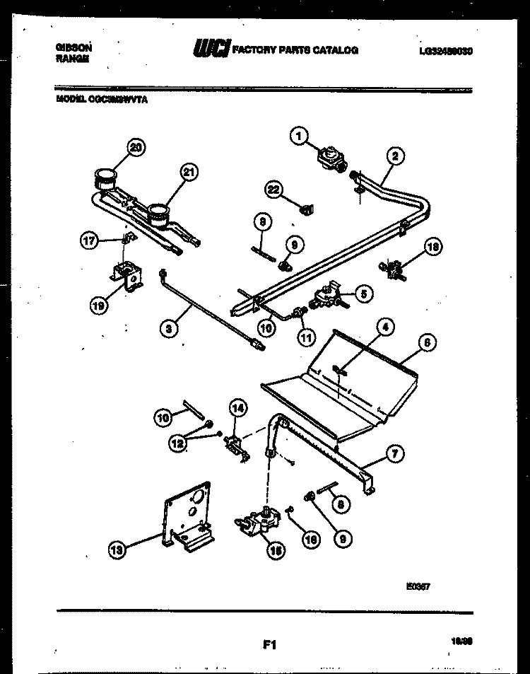 BURNER PARTS Diagram and Parts List for CGC3M8WVTA  Gibson Range