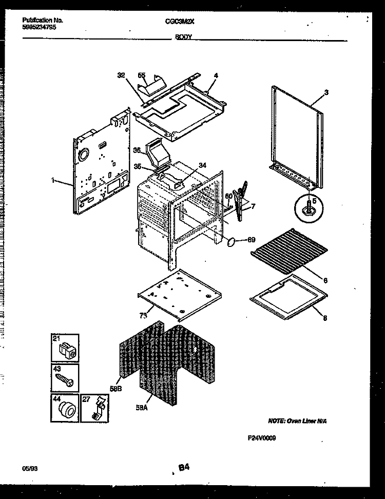 BODY PARTS Diagram and Parts List for CGC3M2DXG  Gibson Range