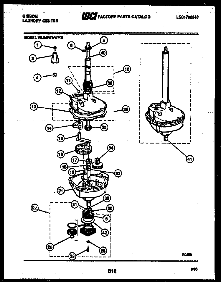TRANSMISSION PARTS Diagram and Parts List for WL24F2WWMB  Gibson Washer