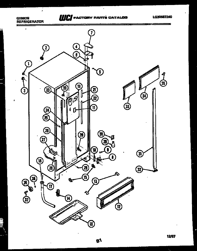 CABINET PARTS Diagram and Parts List for RS19F6WS1C  Gibson Refrigerator