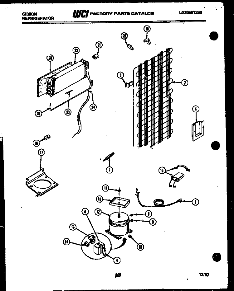 SYSTEM AND AUTOMATIC DEFROST PARTS Diagram and Parts List for RD19F7WU3B  Gibson Refrigerator