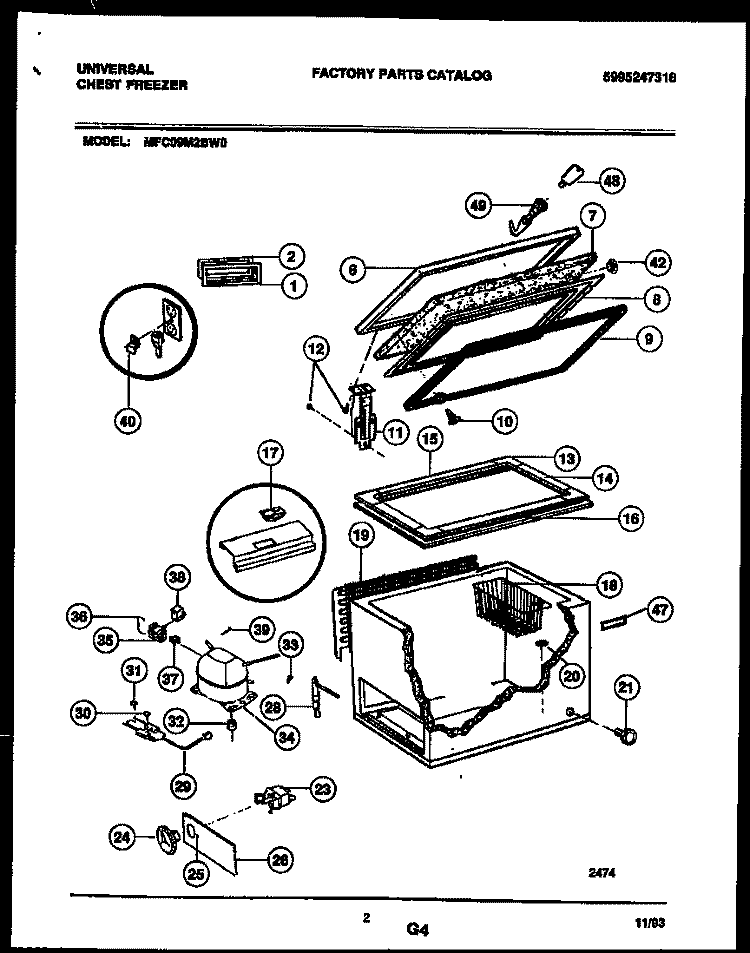 CHEST FREEZER PARTS Diagram and Parts List for MFC09M2BW0  Frigidaire Freezer