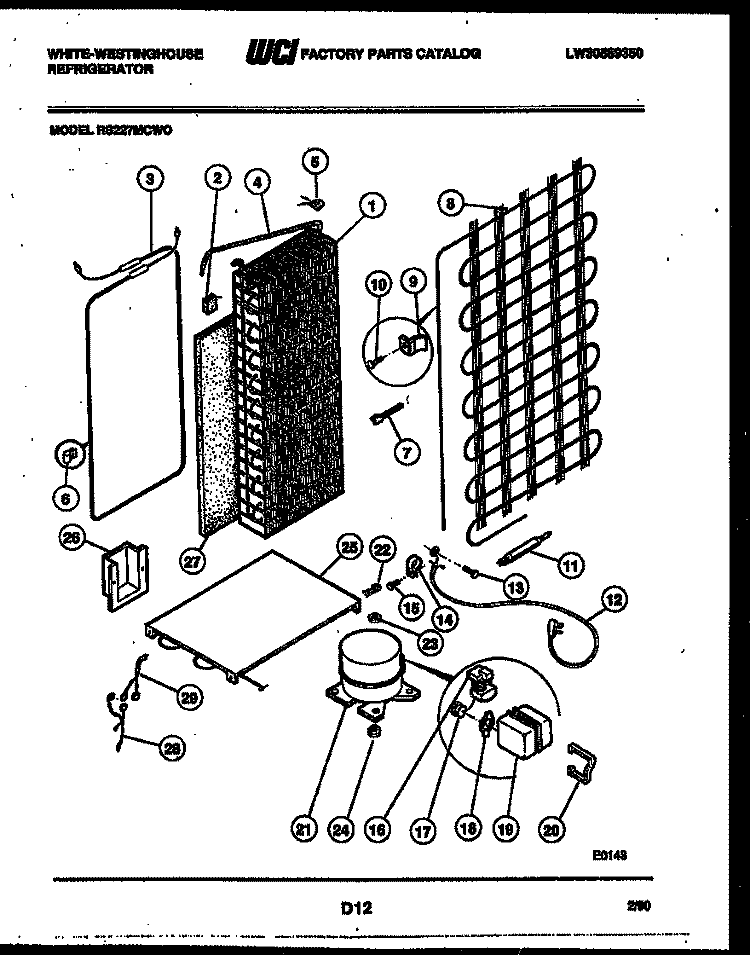 SYSTEM AND AUTOMATIC DEFROST PARTS Diagram and Parts List for RS227MCV0  Frigidaire Refrigerator