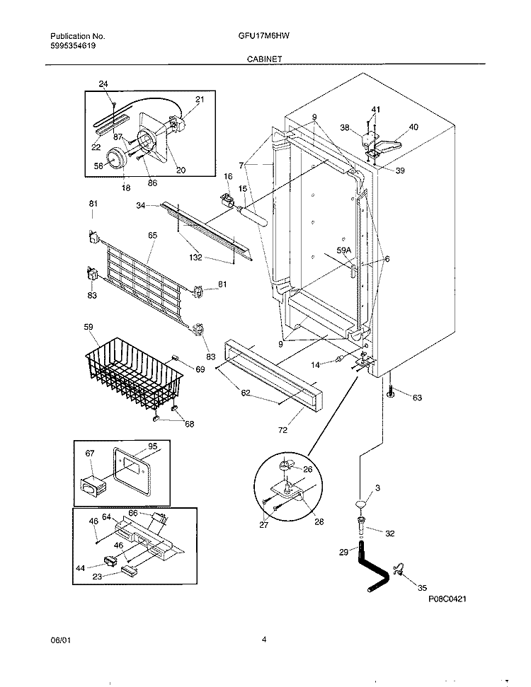 CABINET Diagram and Parts List for GFU17M6HW2  Gibson Freezer