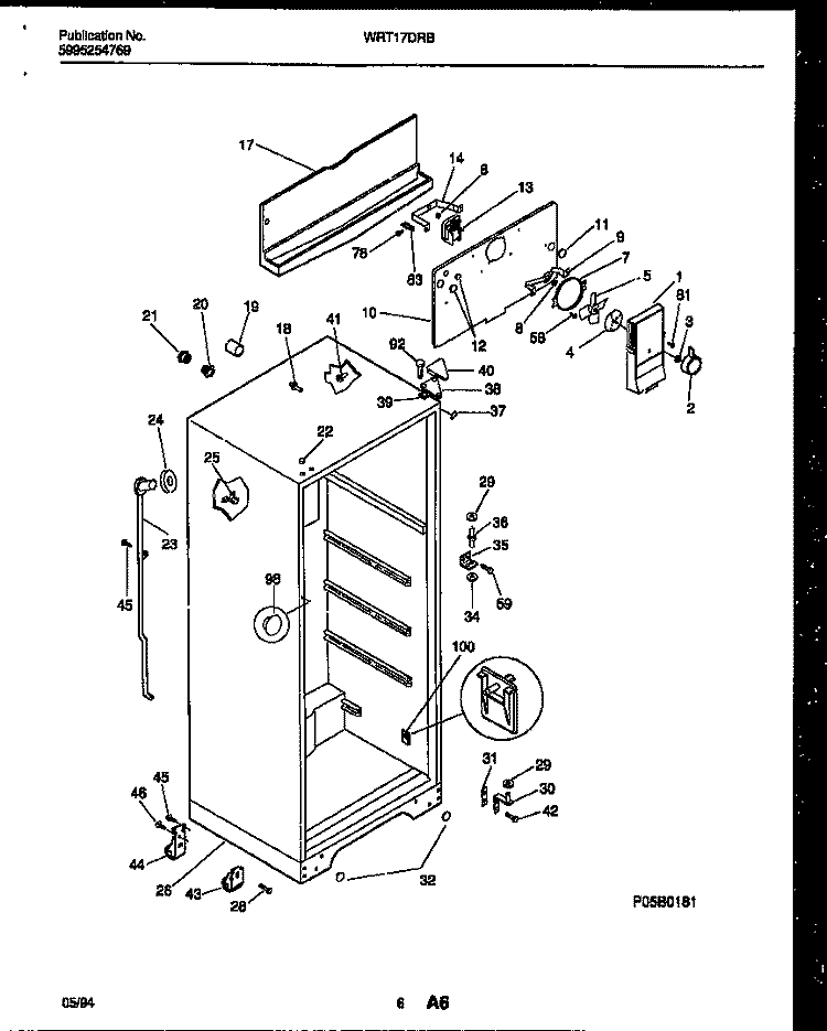 CABINET PARTS Diagram and Parts List for WRT17DRBD1  Frigidaire Refrigerator