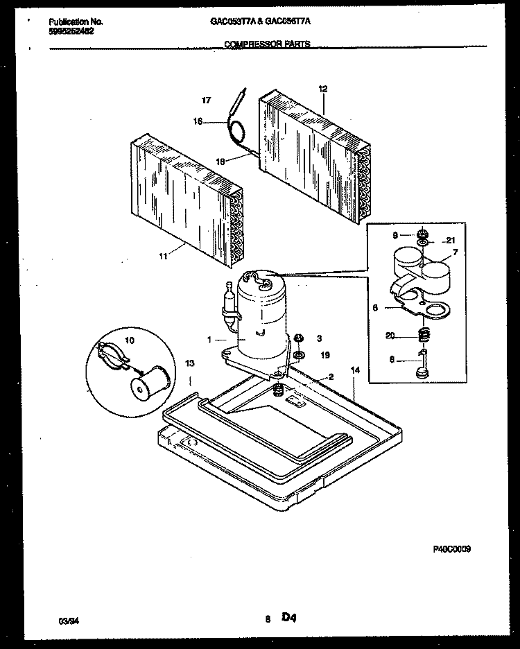 COMPRESSOR PARTS Diagram and Parts List for GAC053T7A3  Gibson Air Conditioner