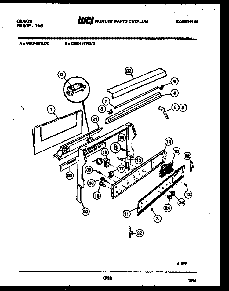 BACKGUARD Diagram and Parts List for CGC4S8WXD  Gibson Range