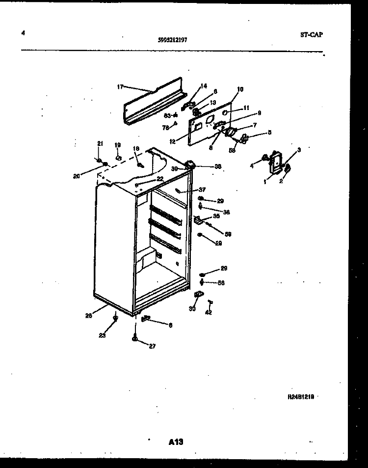 CABINET PARTS Diagram and Parts List for RT143NLWC  Frigidaire Refrigerator