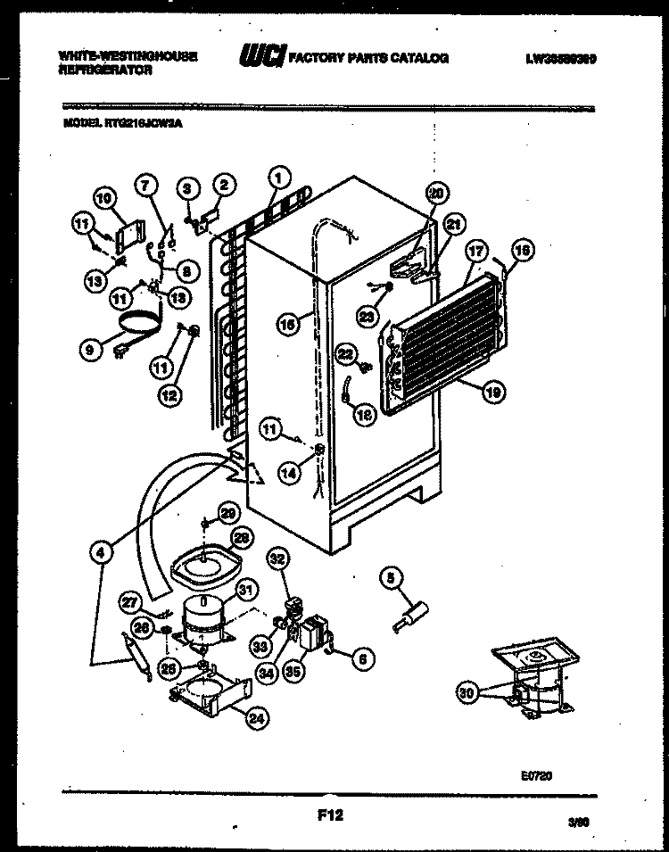 SYSTEM AND AUTOMATIC DEFROST PARTS Diagram and Parts List for RTG216JCF3A  Frigidaire Refrigerator