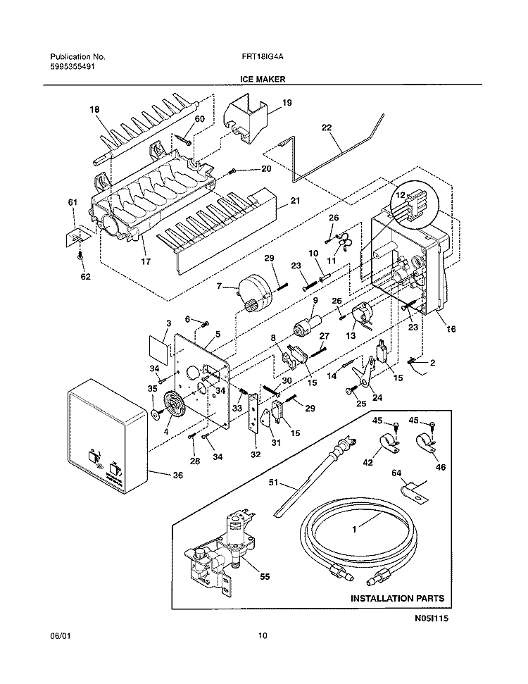 ICE MAKER Diagram and Parts List for FRT18IG4AT0  Frigidaire Refrigerator