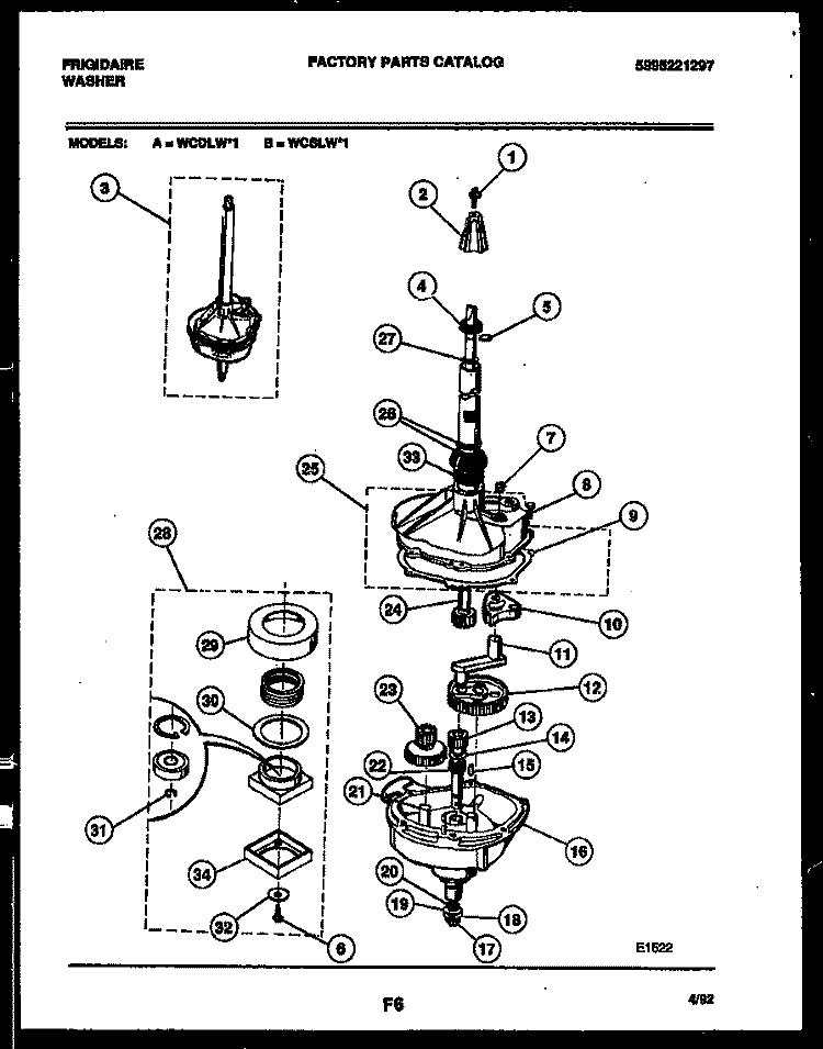 TRANSMISSION PARTS Diagram and Parts List for WCDLW1  Frigidaire Washer