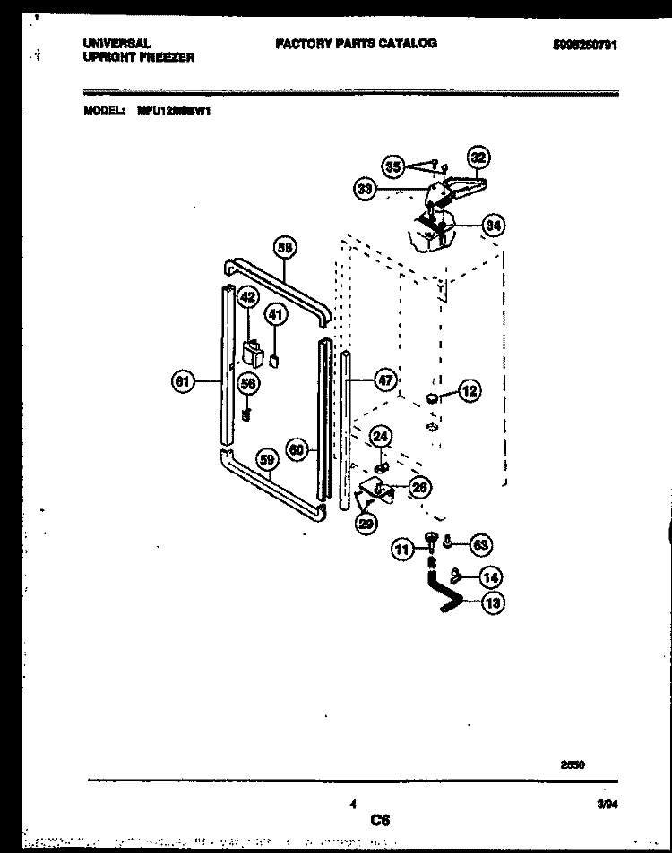 CABINET PARTS Diagram and Parts List for MFU12M0BW1  Frigidaire Freezer