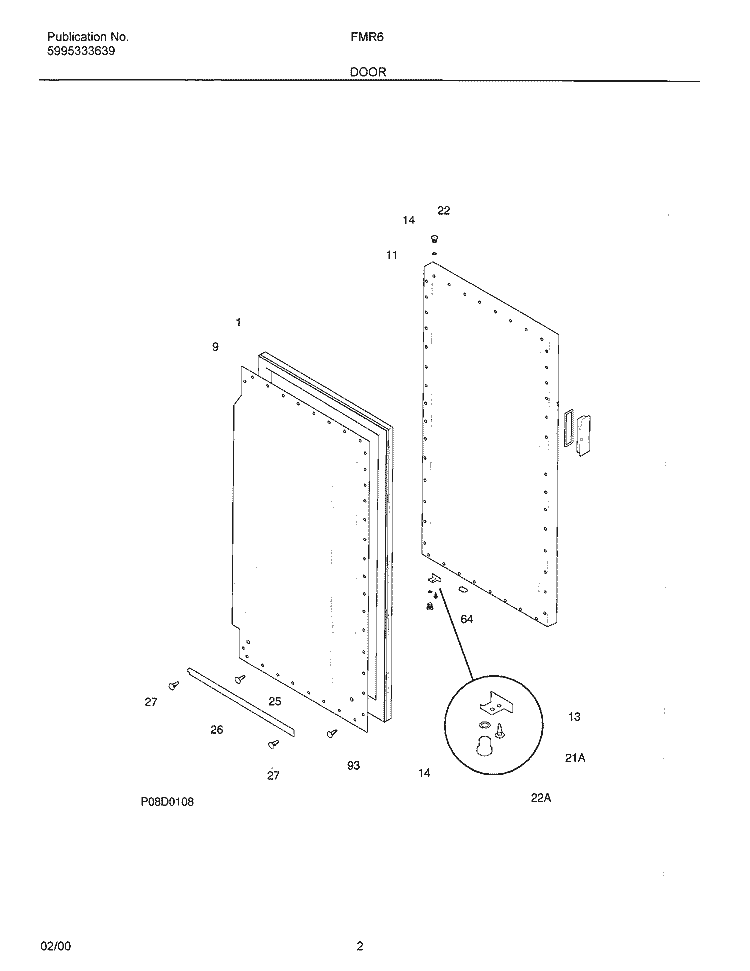 DOOR Diagram and Parts List for FMR6  Electrolux Freezer