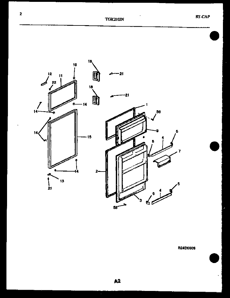 DOOR PARTS Diagram and Parts List for TGK210JN0D  Kelvinator Refrigerator