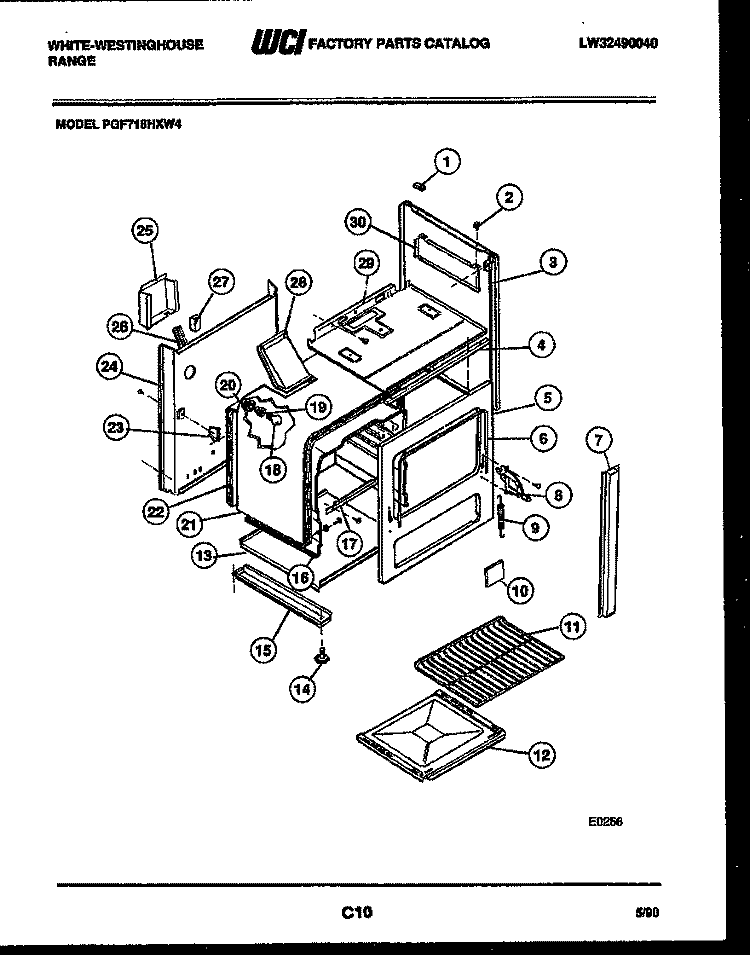 BODY PARTS Diagram and Parts List for PGF716HXW4  Frigidaire Range
