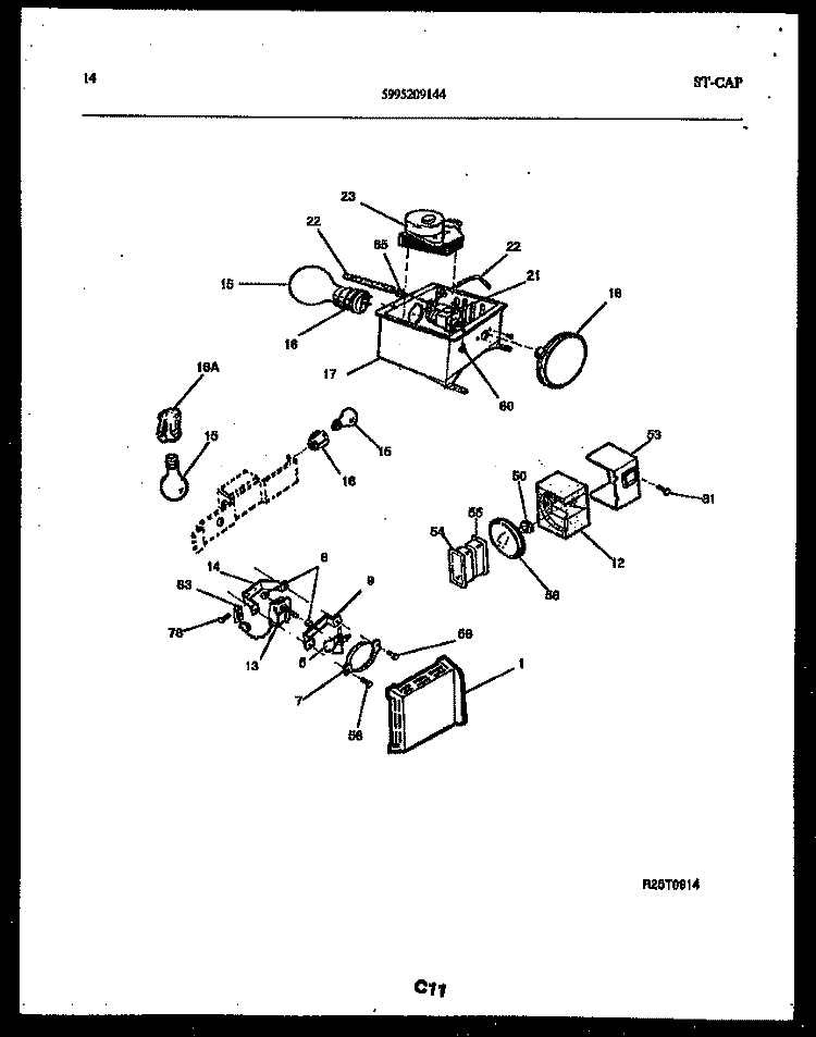 REFRIGERATOR CONTROL ASSEMBLY, DAMP Diagram and Parts List for RS22F8DX1B  Gibson Refrigerator