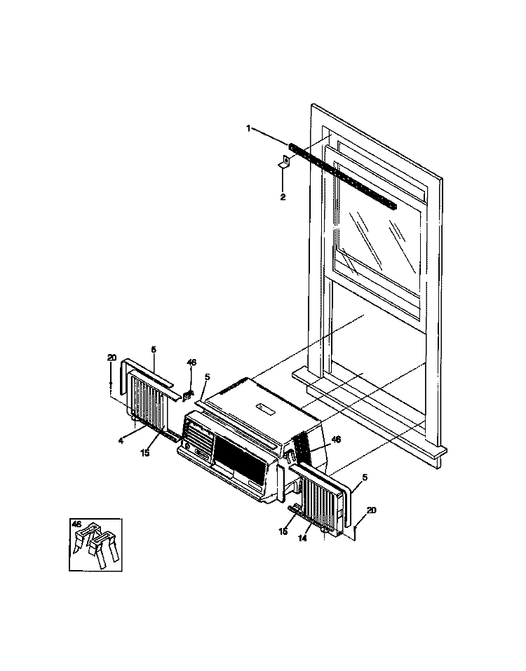WINDOW MOUNTING Diagram and Parts List for GAB067W7B1  Gibson Air Conditioner