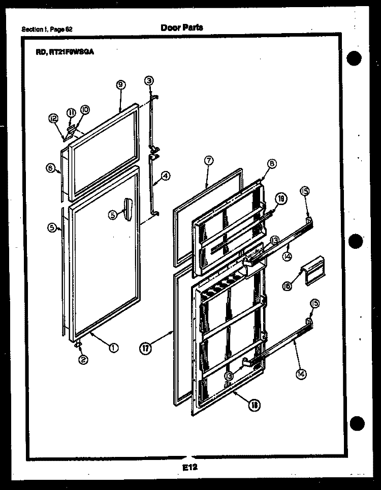 DOOR PARTS Diagram and Parts List for RT21F9WSGA  Gibson Refrigerator