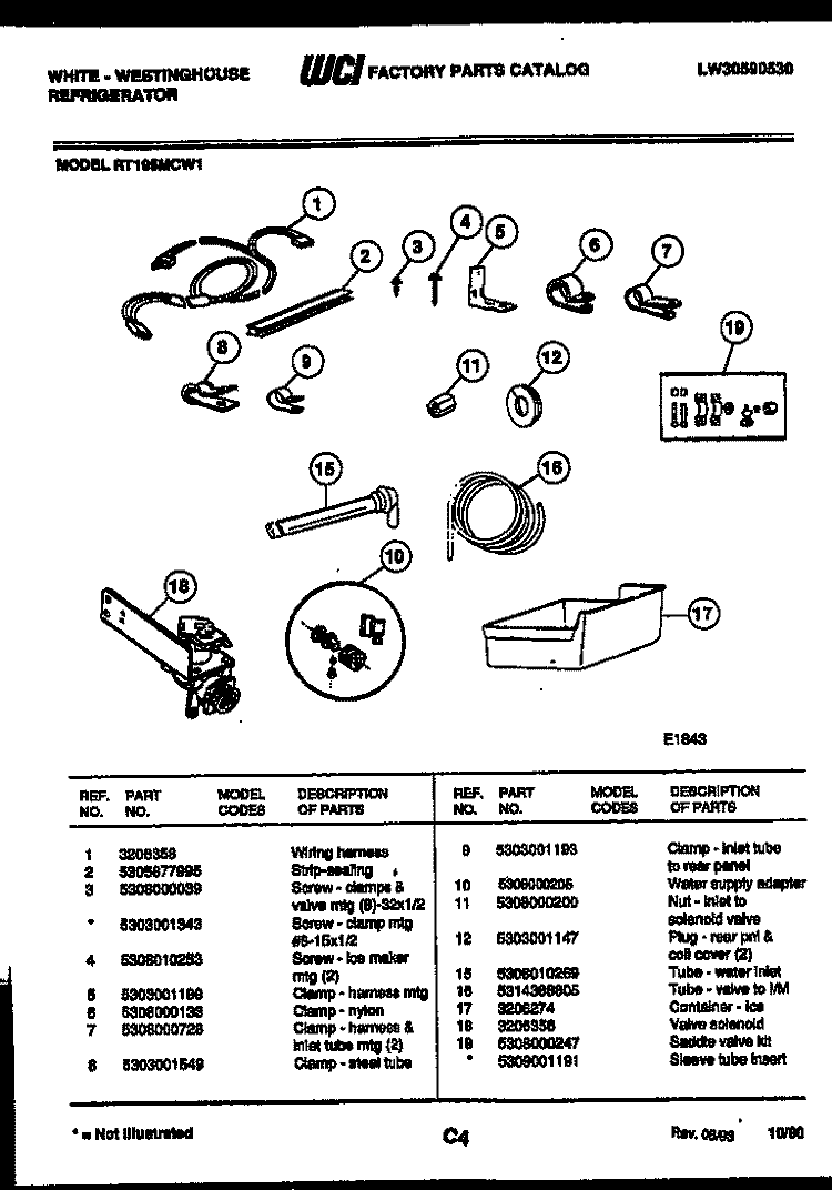 ICE MAKER INSTALLATION PARTS Diagram and Parts List for RT195MCF1  Frigidaire Refrigerator