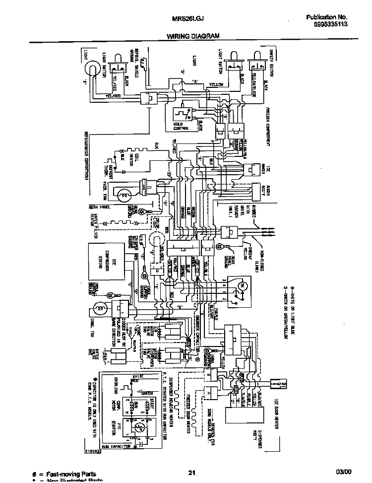 WIRING DIAGRAM Diagram and Parts List for MRS26LGJB0  Frigidaire Refrigerator