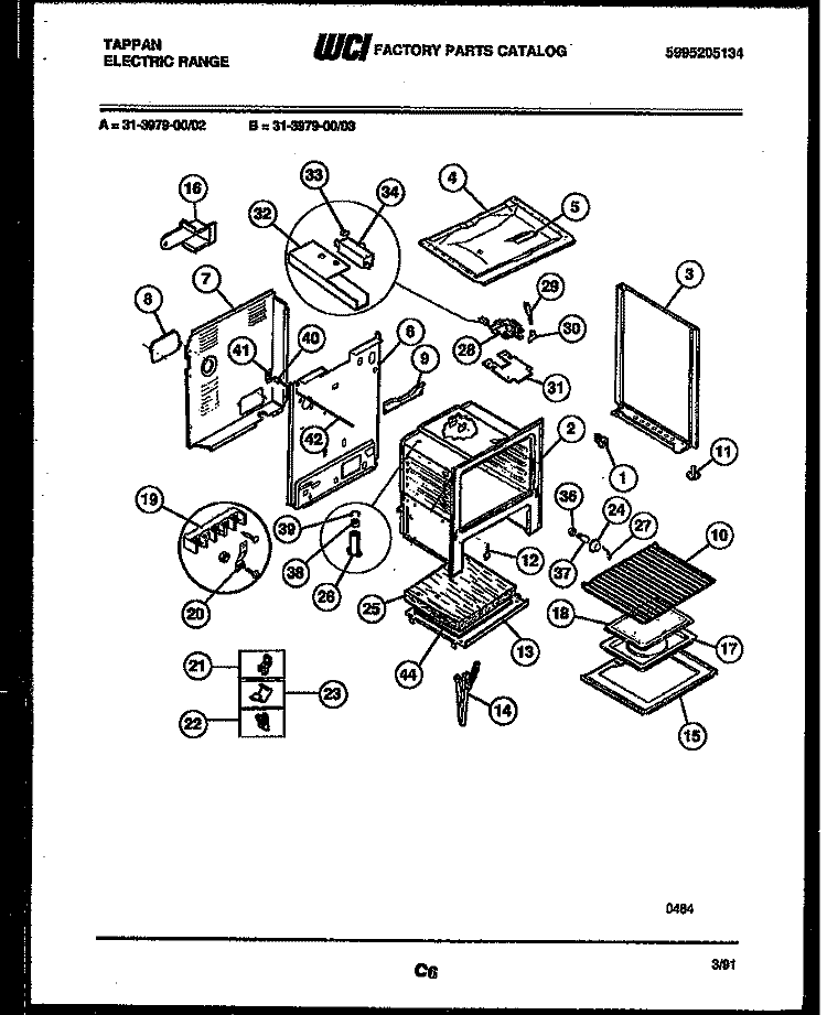 BODY PARTS Diagram and Parts List for 31-3979-23-02  Tappan Range