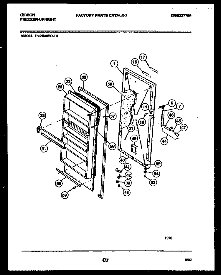 DOOR PARTS Diagram and Parts List for FV21M9WXFD  Gibson Freezer