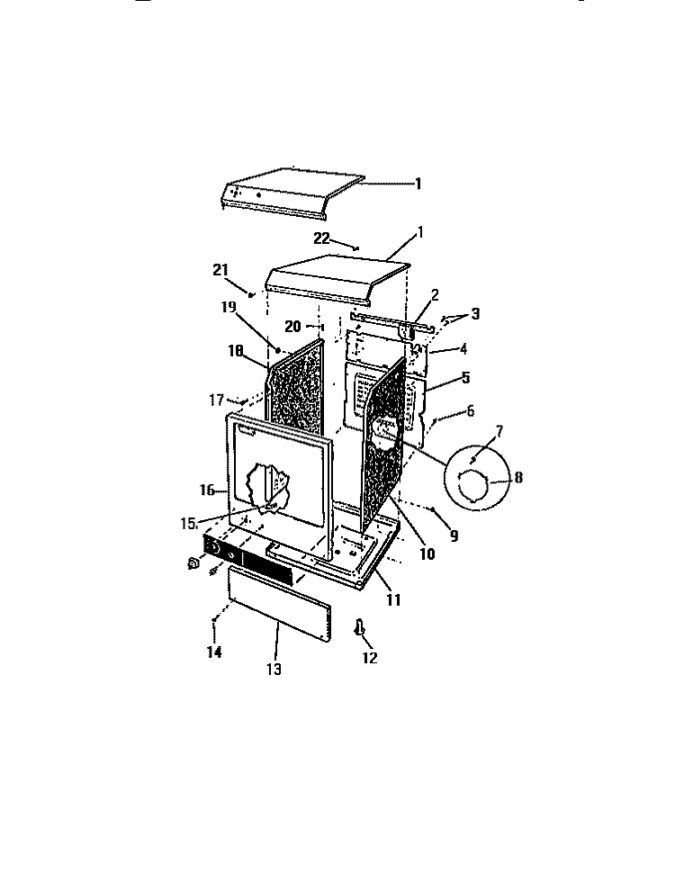 CABINET & BASE Diagram and Parts List for DEC310A1W  Kelvinator Dryer