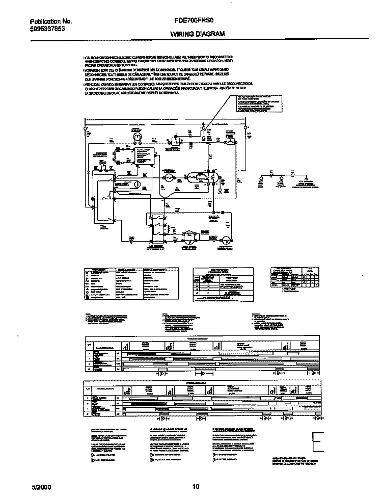 WIRING DIAGRAM Diagram and Parts List for FDE700FHS0  Frigidaire Dryer