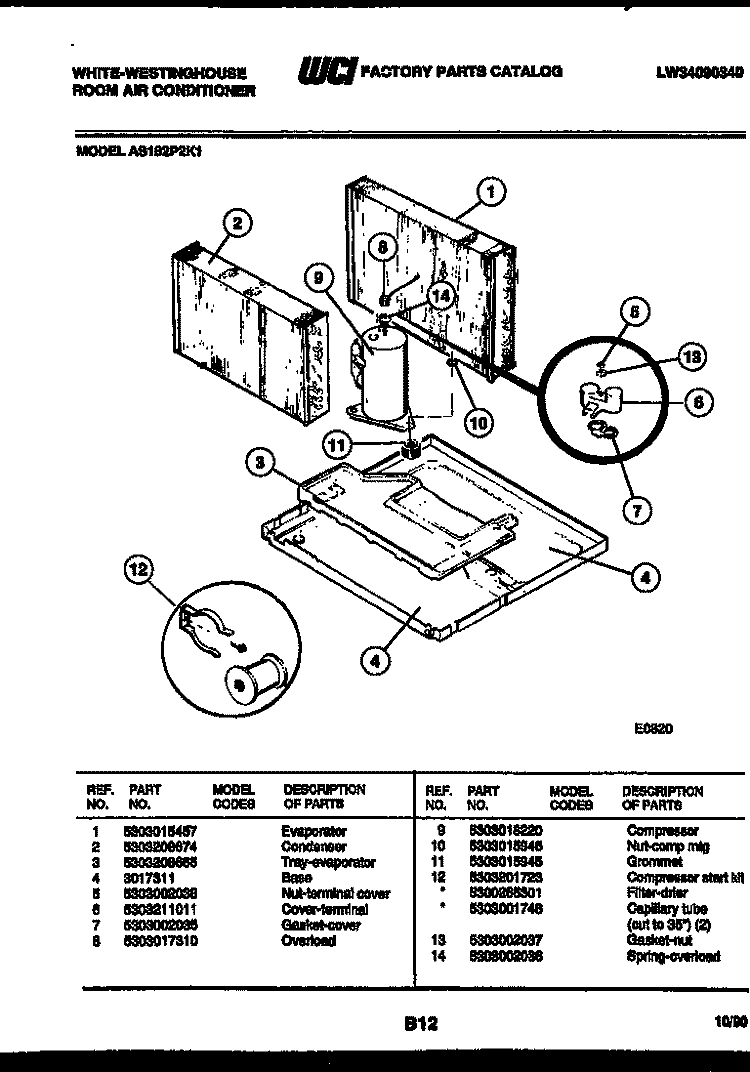 SYSTEM PARTS Diagram and Parts List for AS182P2K1  Frigidaire Air Conditioner