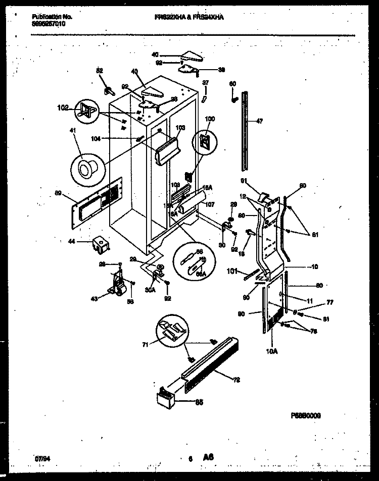 CABINET PARTS Diagram and Parts List for FRS24XHAB1  Frigidaire Refrigerator