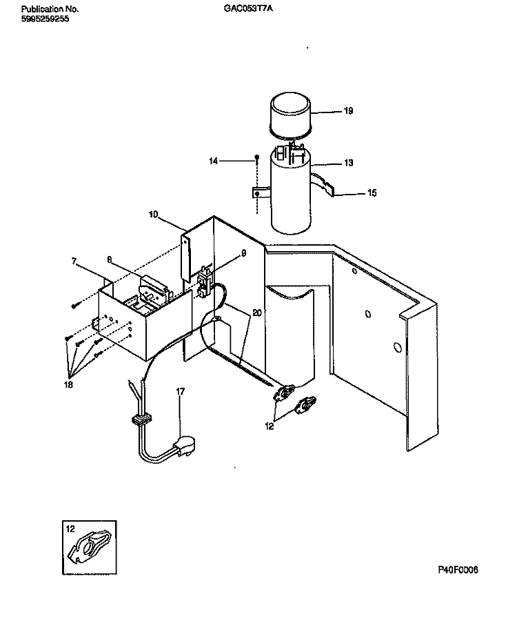 CONTROLS Diagram and Parts List for GAC053T7A5  Gibson Air Conditioner