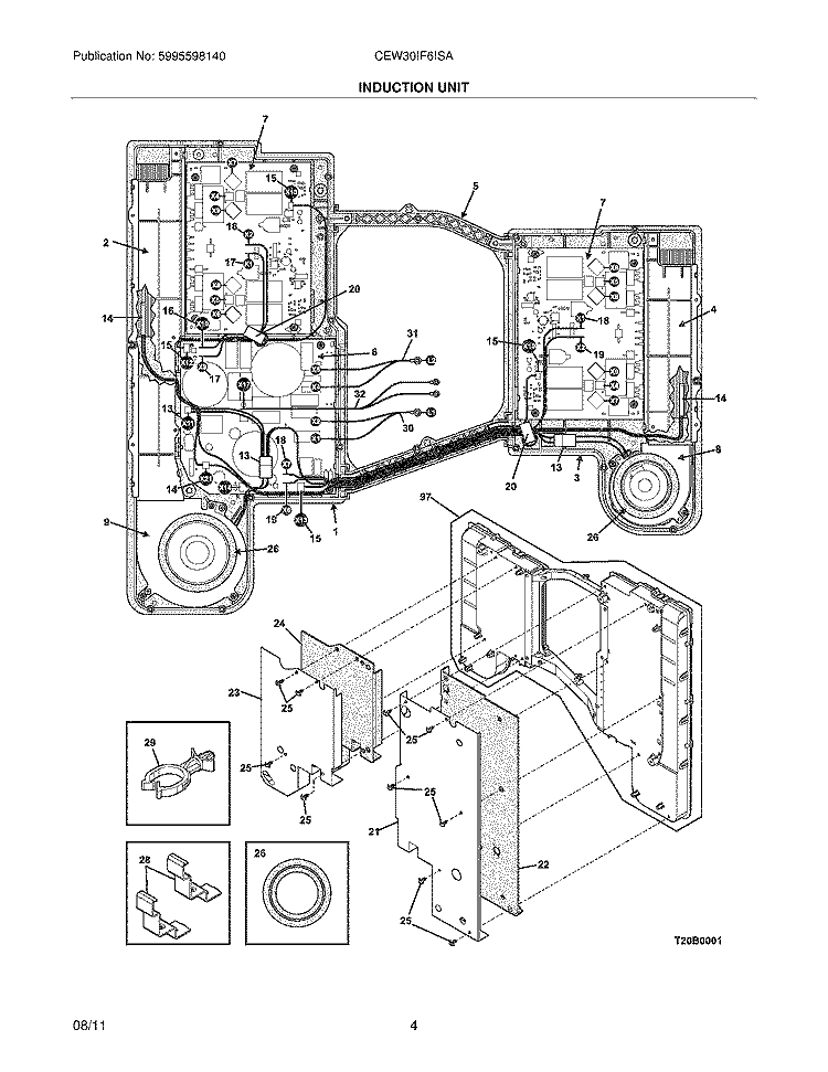 INDUCTION UNIT Diagram and Parts List for CEW30IF6ISA  Electrolux Range