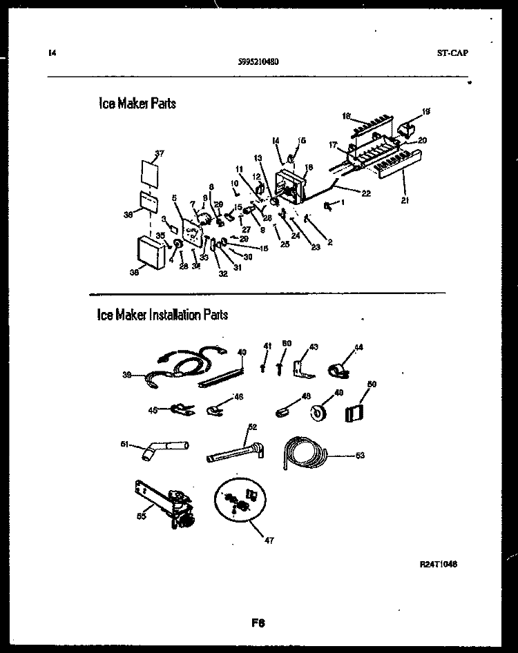 ICE MAKER AND INSTALLATION PARTS Diagram and Parts List for FPCEW21TIRW1  Frigidaire Refrigerator
