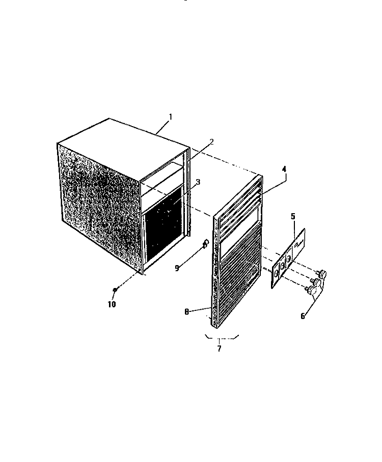 CABINET, FRONT (`SLIDER` MODEL) Diagram and Parts List for A4LCC2  Frigidaire Air Conditioner