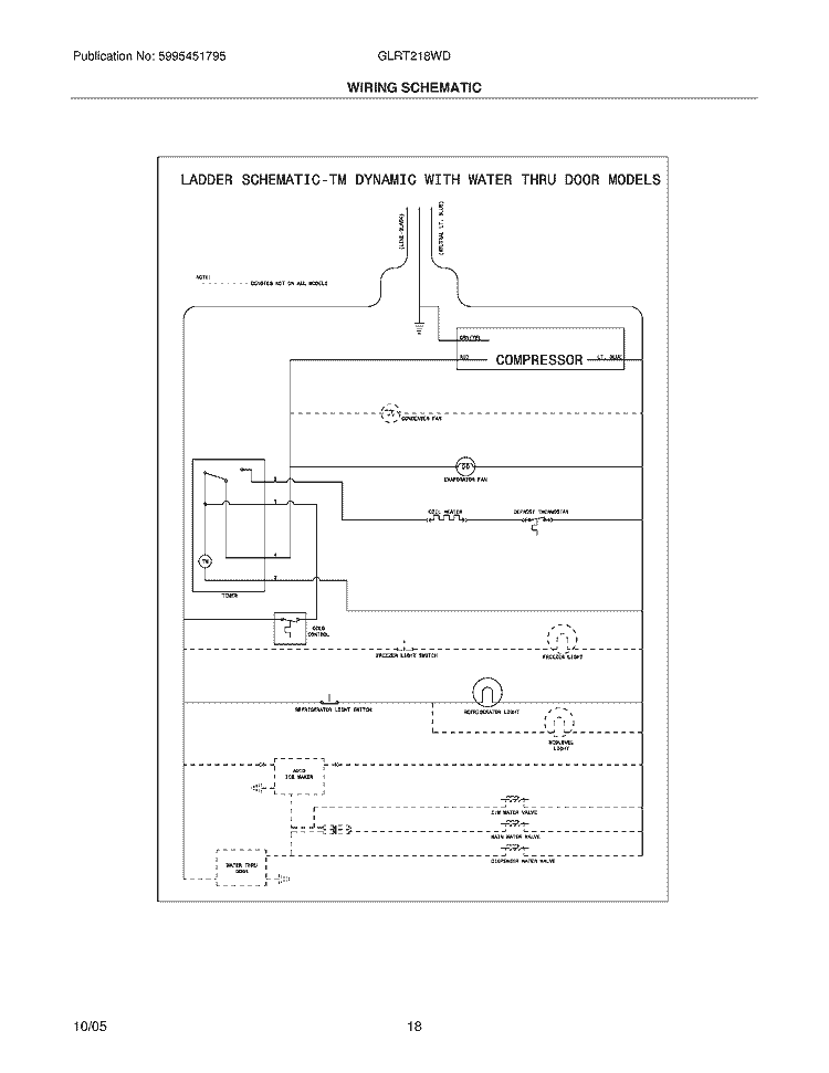 WIRING SCHEMATIC Diagram and Parts List for GLRT218WDZP  Frigidaire Refrigerator