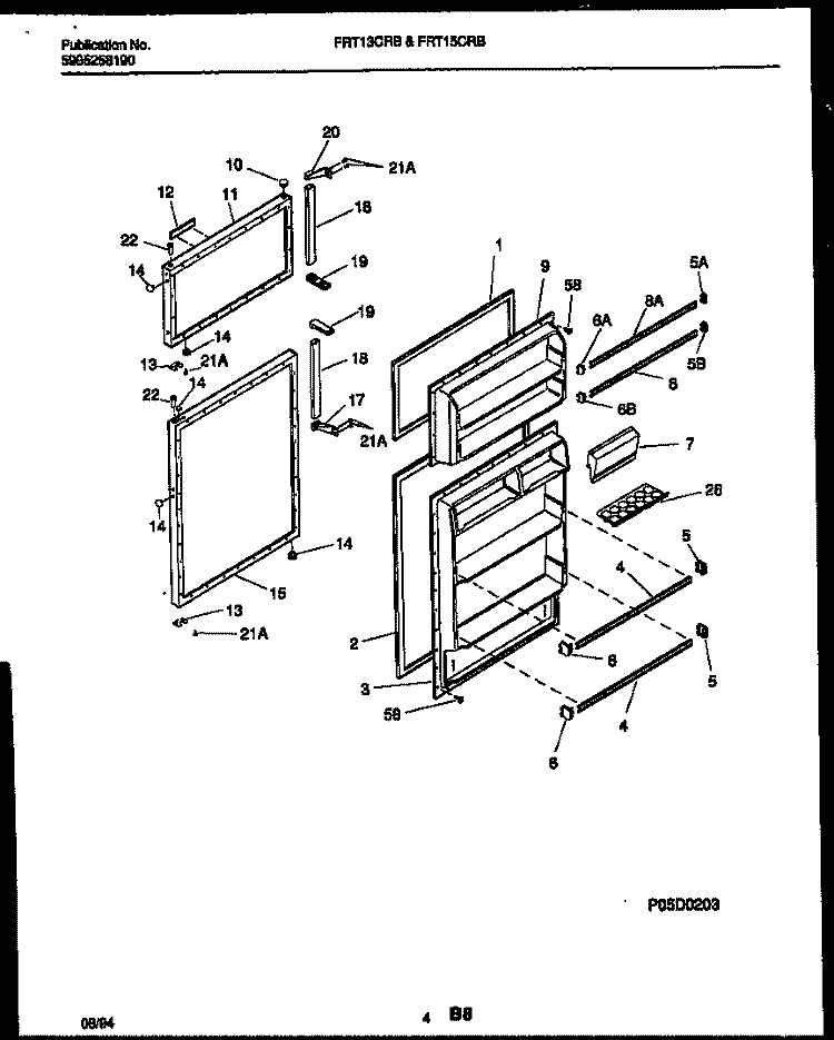 DOOR PARTS Diagram and Parts List for FRT15CRBD0  Frigidaire Refrigerator