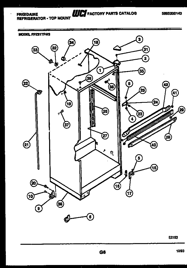 CABINET PARTS Diagram and Parts List for FPZ21TFA3  Frigidaire Refrigerator