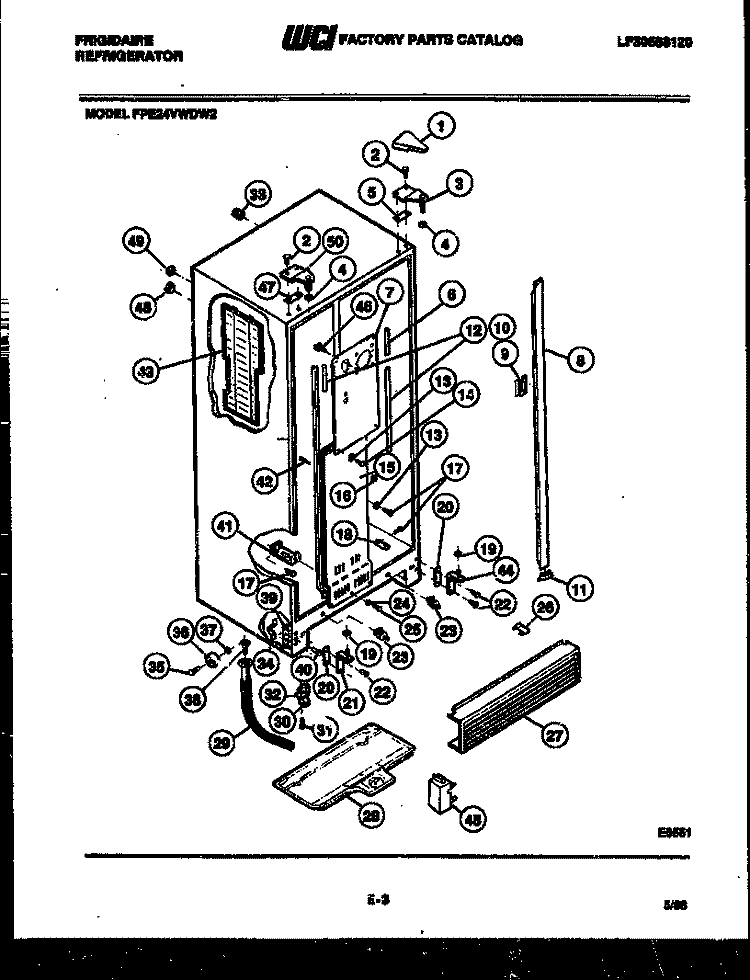 CABINET PARTS Diagram and Parts List for FPE24VWDF2  Frigidaire Refrigerator