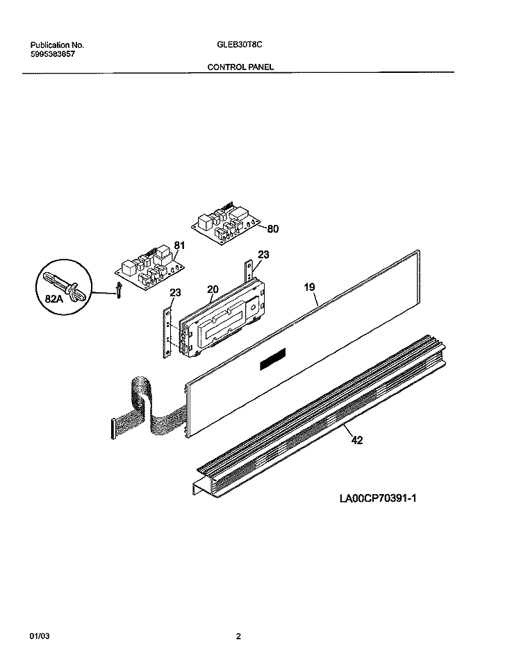 CONTROL PANEL Diagram and Parts List for GLEB30T8CBA  Frigidaire Wall Oven