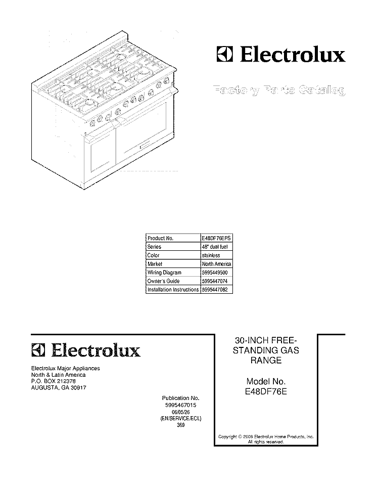 COVER Diagram and Parts List for E48DF76EPS  Electrolux Cooktop