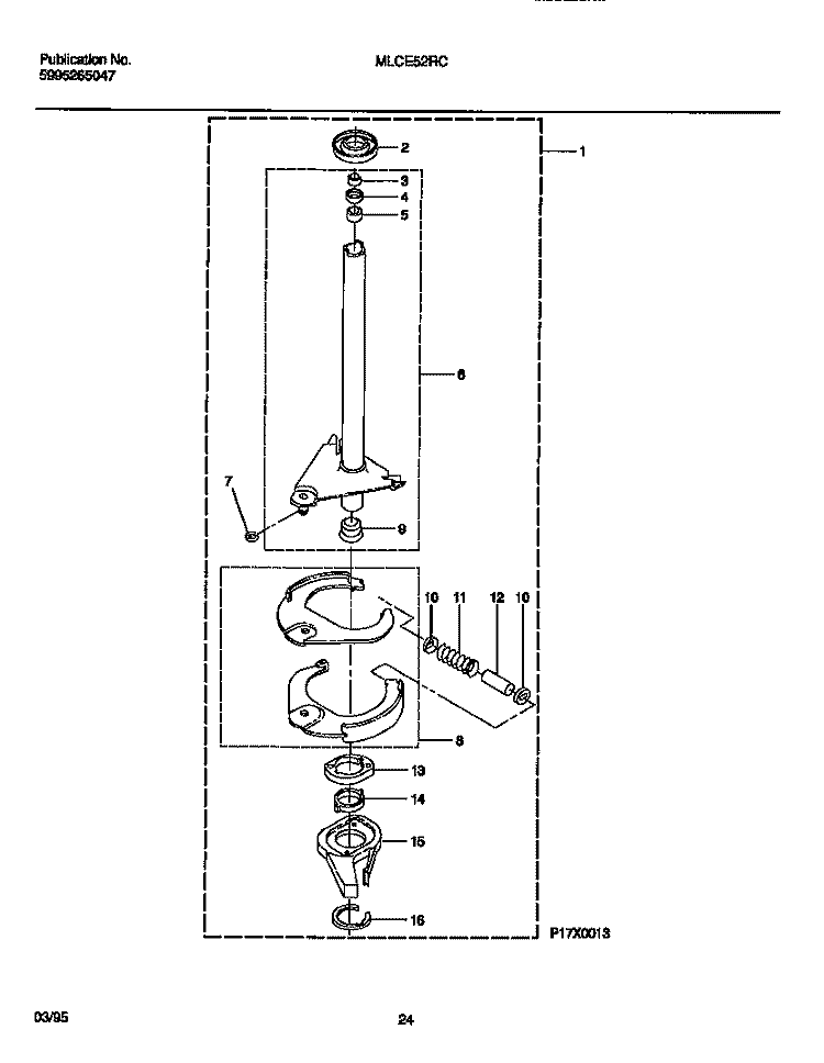 TRANSMISSION Diagram and Parts List for MLCE52RCS1  Frigidaire Washer