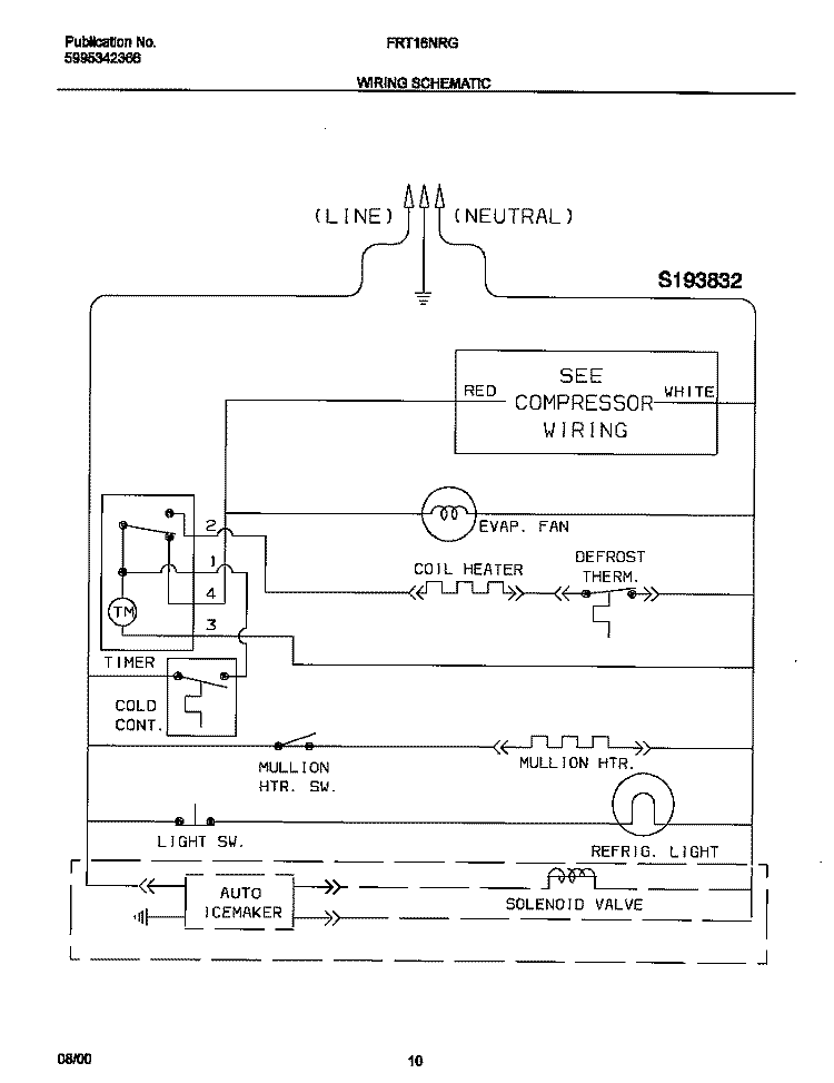 WIRING SCHEMATIC Diagram and Parts List for FRT16NRGD9  Frigidaire Refrigerator