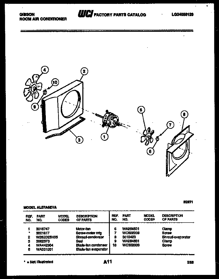 AIR HANDLING PARTS Diagram and Parts List for AL07A6EVA  Gibson Air Conditioner
