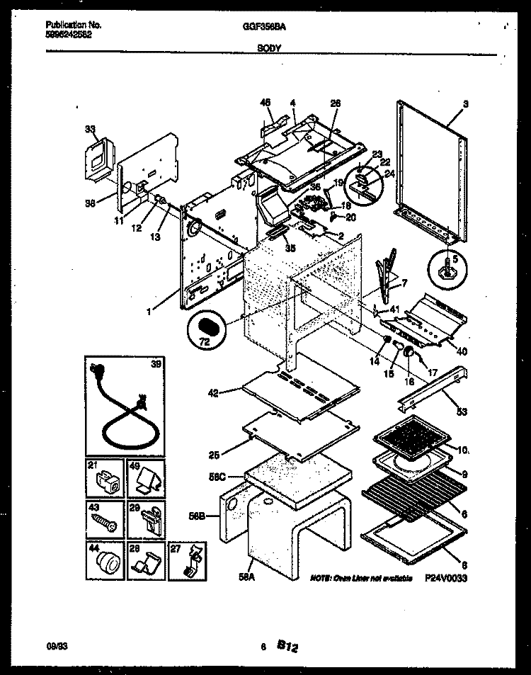 BODY PARTS Diagram and Parts List for GGF356BADA  Gibson Range