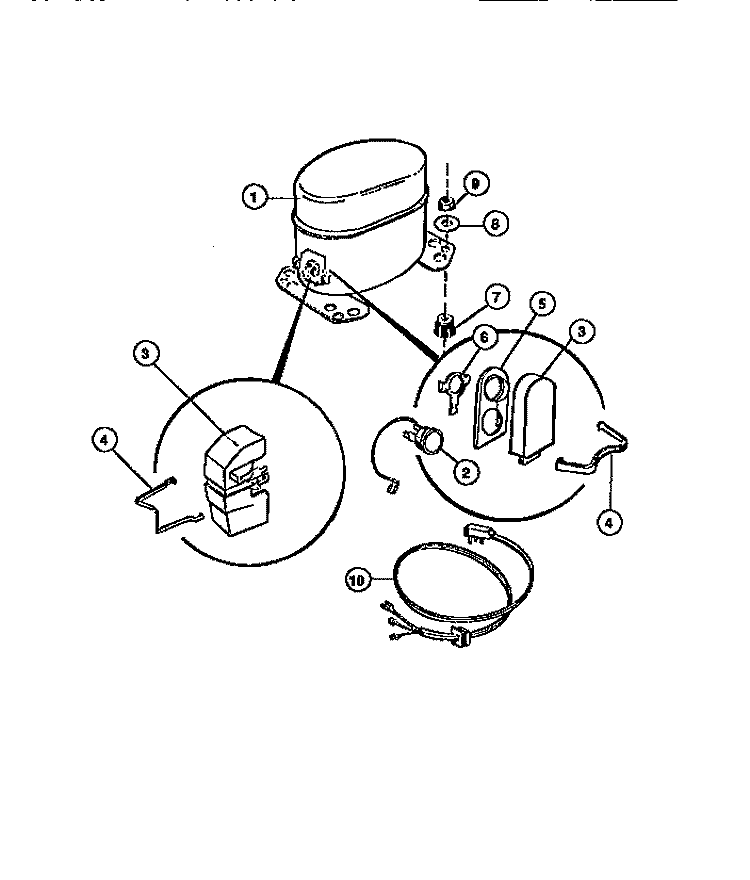 COMPRESSOR PARTS Diagram and Parts List for MR40N1  Frigidaire Dehumidifier