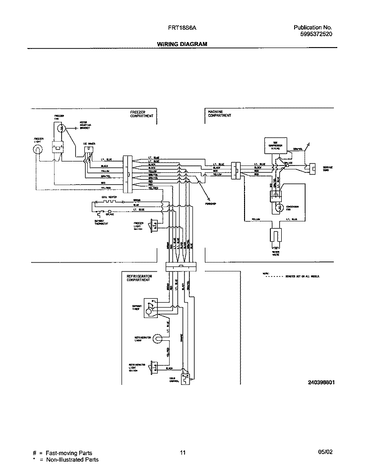 WIRING DIAGRAM Diagram and Parts List for FRT18S6AB7  Frigidaire Refrigerator